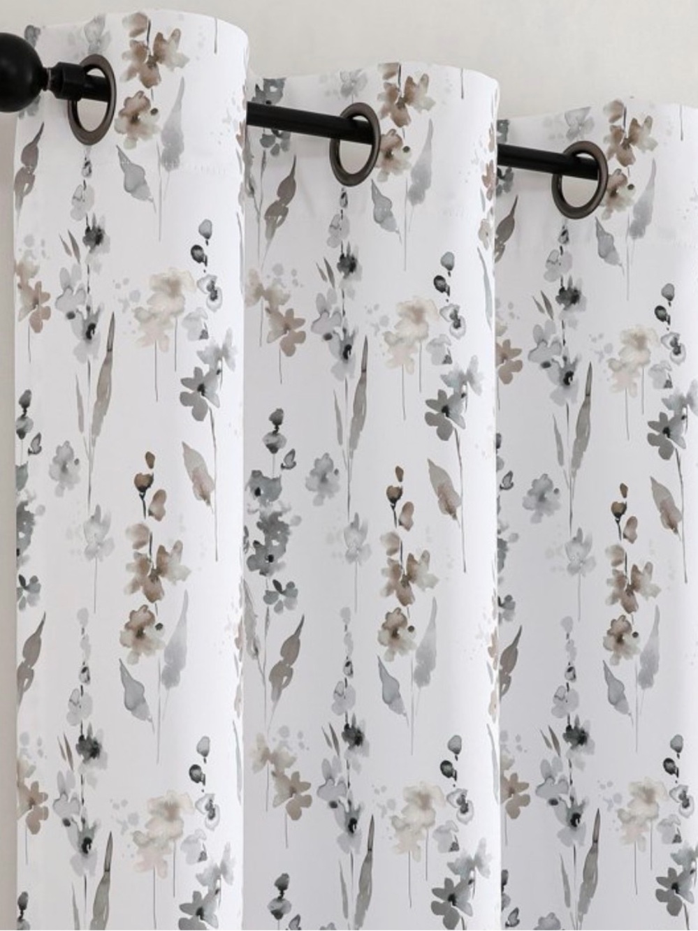 Isla Floral Printed Grommet Room Darkening Curtain Panel Pair.
